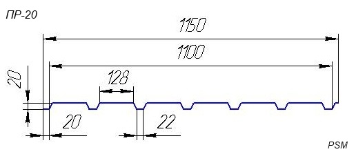 Размеры профнастил ПК-20
